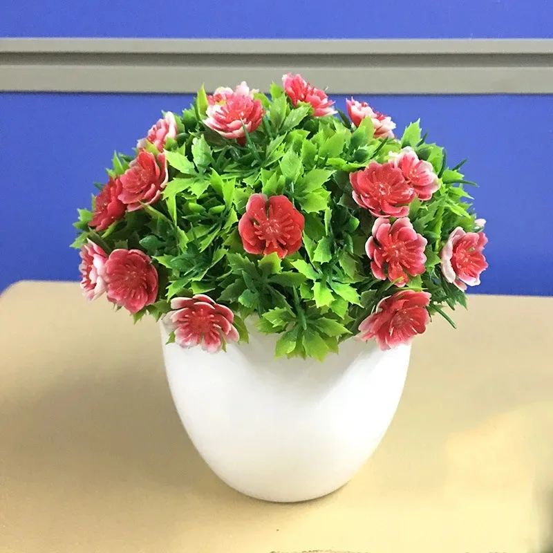 1pc Artificial Plants Bonsai Small Flower Potted Plants Fake Flowers Potted Ornaments for Home Decoration Hotel Garden Decor