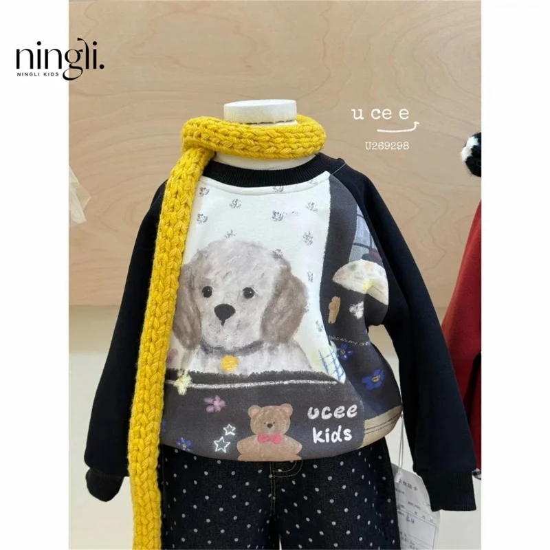 

Girls' Sweatshirt Autumn Winter New Style Baby Fleece Princess Top Infant Children's Clothing Pullover Winter Wear