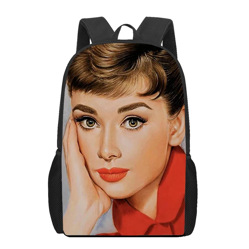 Sac à dos imprimé Audrey Hepburn pour hommes et femmes, sacs d'école pour enfants, sacs de rangement décontractés pour adolescents, sac à dos pour étudiants initié