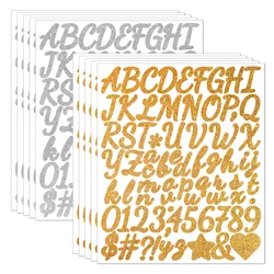 1.5inch Glitter Gold Silver Alphabet Stickers Adhesive Letters Numbers for Gift Decals, Mailbox, Signs, Door,Address Number Home