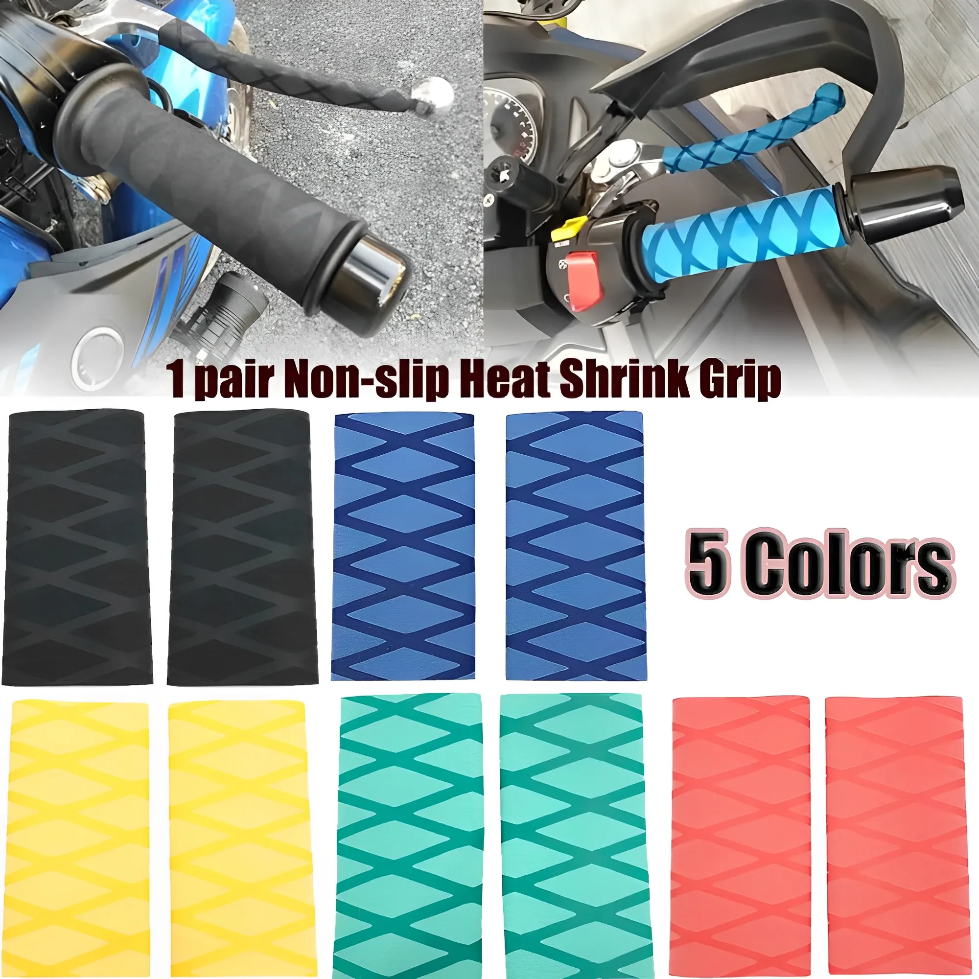 2PCS Anti-slip Rubber Grip Glove Heat Shrink Handlebar 5 Colors Universal Motocross Bicycle Bike Moto Accessories