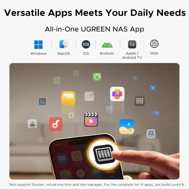 NASync DH2300 NAS de mesa de 2 baias, capacidade de suporte 60 TB (sem disco), acesso remoto, álbum de fotos AI, adequado para iniciantes