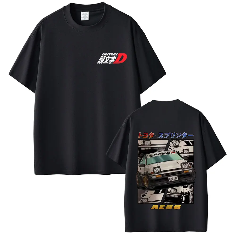 Anime Initial D AE86 Fujiwara Takumi Graphic T-shirt Men Women Manga Casual T Shirts Male Fashion Vintage Oversized Streetwear