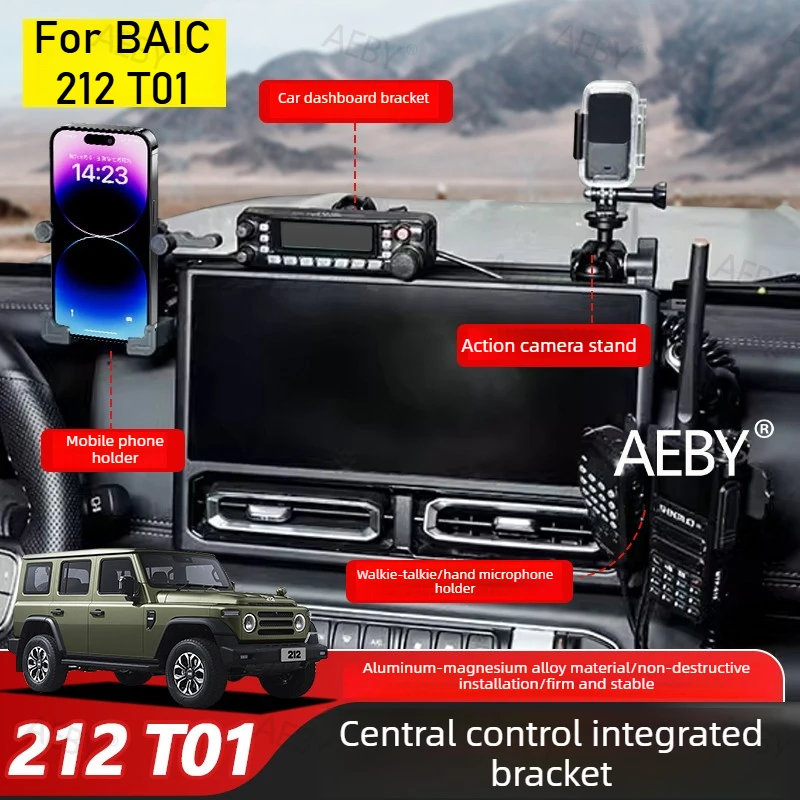 For BAIC 212 T01 Center console mobile phone holder,Multifunctional GPS mount without drilling,triple,Car interior accessories