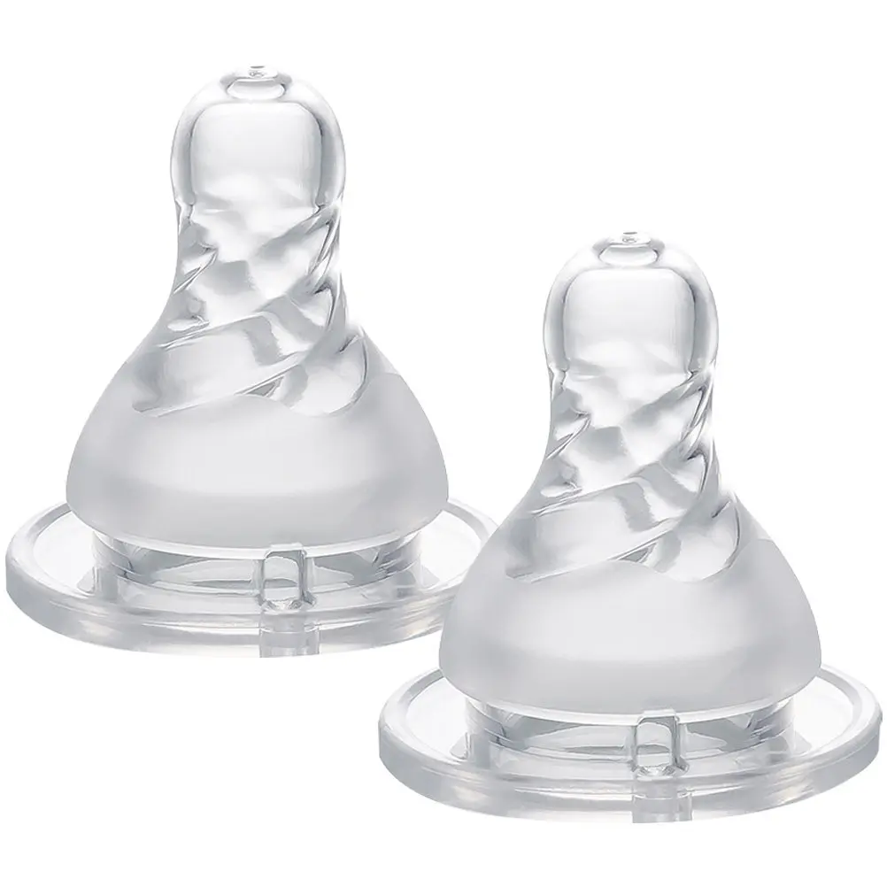 

2Pcs Infant Bottle Silicone Nipples Fine Craftsmanship Flexible Material Natural Shape Nipple for Baby Feeding Comfortable