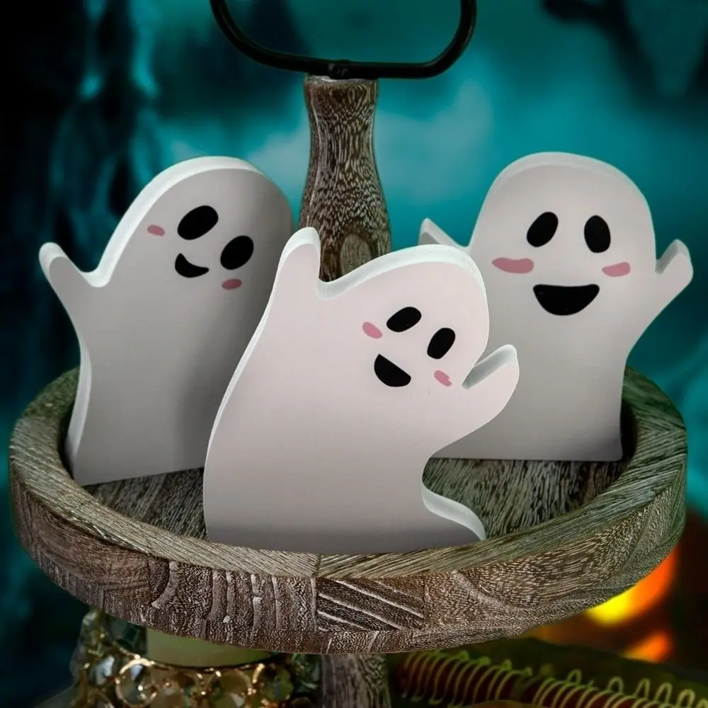 3PCS 3D PVC Halloween Ghost Ornament Creative Ghost Expression Car Interior Ornament Cartoon Funny