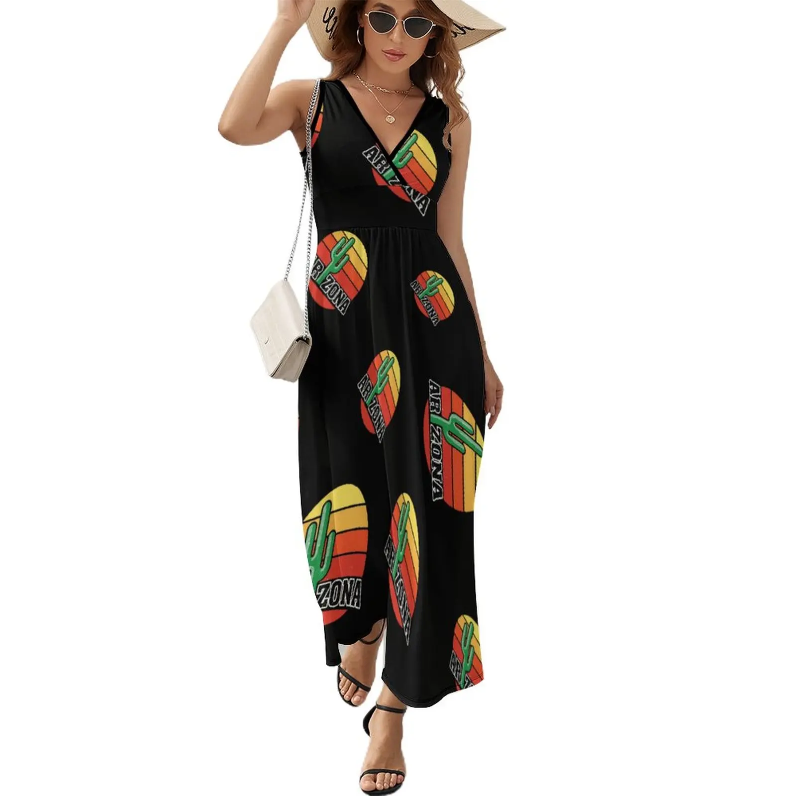 

Arizona Cactus Sunset Dress Street Fashion Bohemia Long Dresses Women Vintage Design Maxi Dress Gift Idea