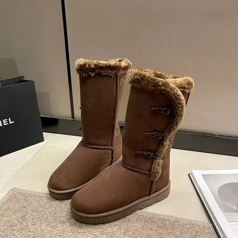 Woman Shoes Classic Ladies Inter Snow Boots Warm Leather Fur Plus Velvet Knee High Boots Winter Ankle Sneaker Botas Mujer