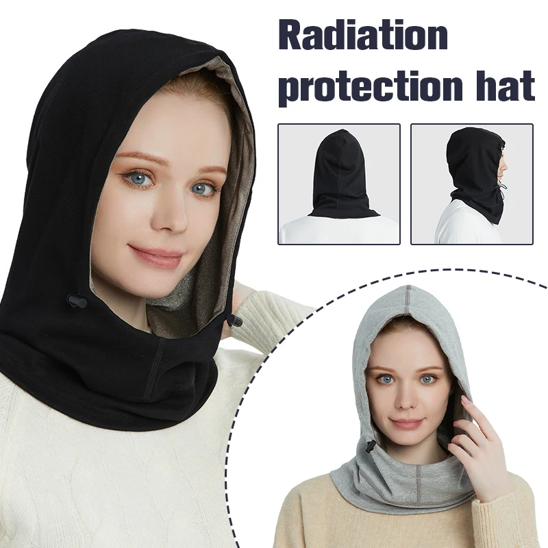 Unisex Anti-radiation Headgear Electromagnetic Radiation Protective Silver Fiber Hood Cap Protect Head EMF Shielding Sleeve Cap