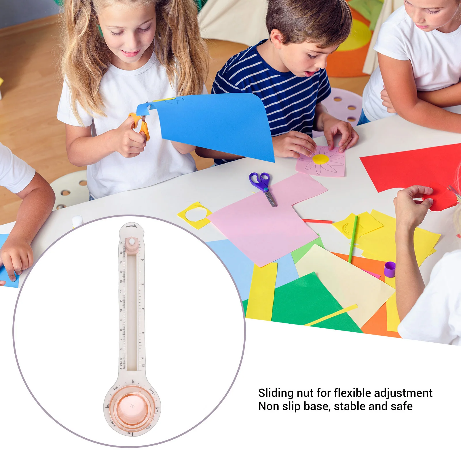 Adjustable Circle Cutter Rotating Circular Ring Cutting Tool for Paper Crafts Scrapbooking 9.4-33cm Range Transparent Pinkish