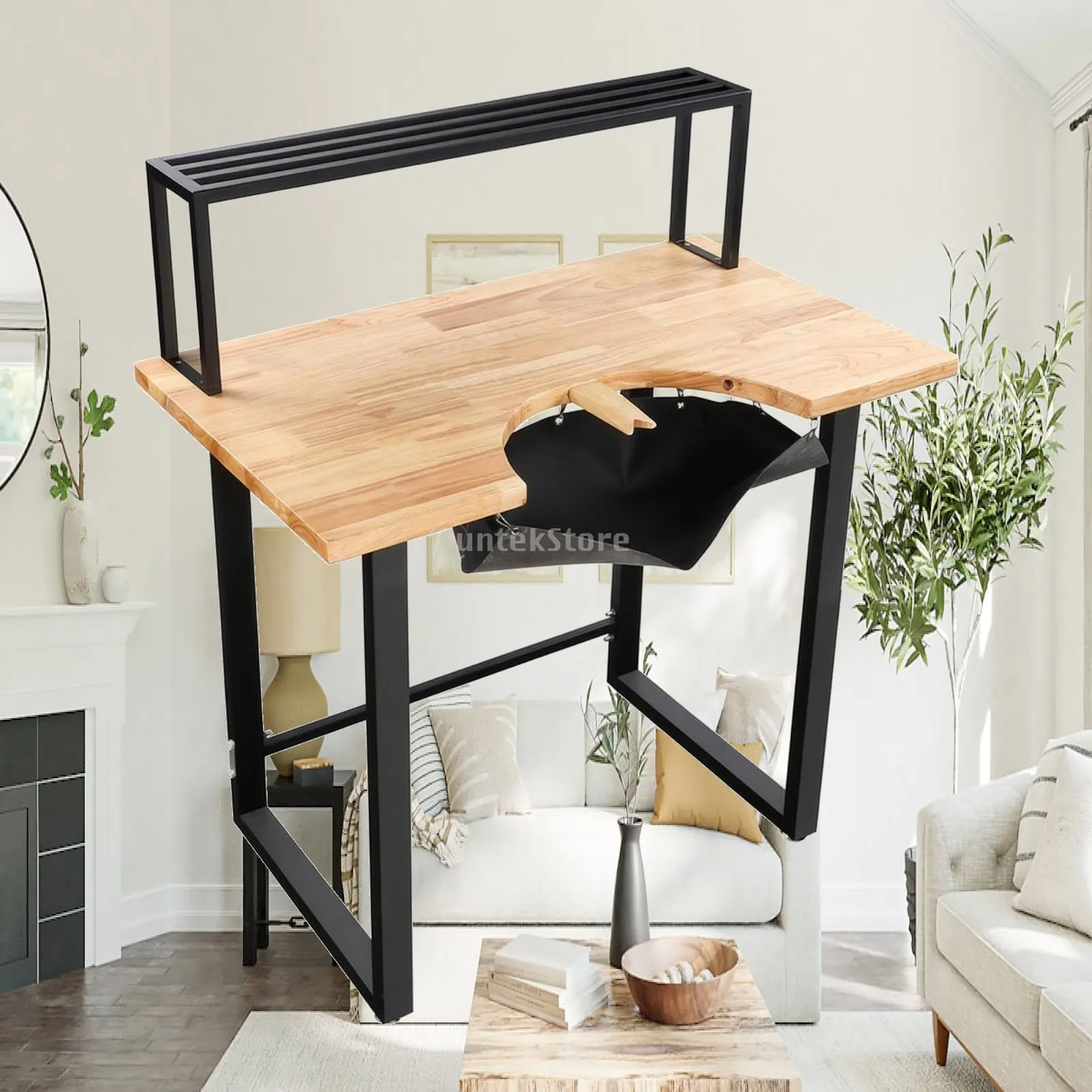 Jewelry Workbench Sturdy Jewelry Studio Workbench with Overhead Tool Rack Metalworking Bench with Bench Pin Organized Heavy-Duty