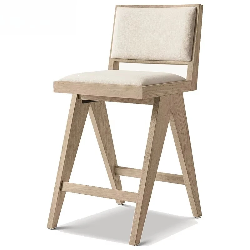 Modern Solid Wood High Stool bar Stool in the America Style Simple Home bar Chair Model Room Island Counter Chair