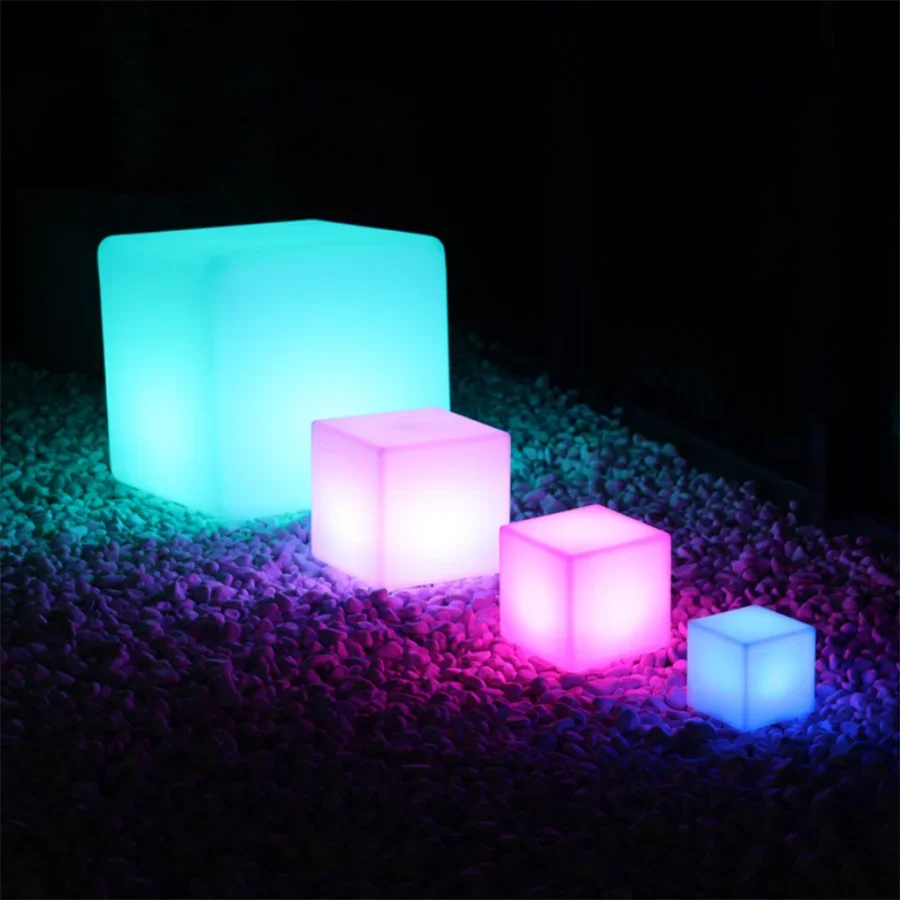 

New 20CM LED Night Lights USB Rechargeable Table Lamp Waterproof Cube Stool Lamp Remote 16 Colors Change Patio Pool Garden Light