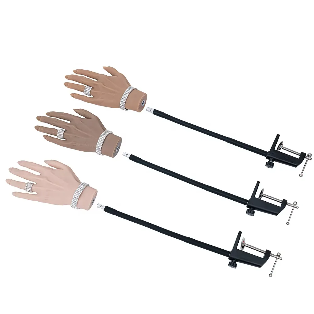 

Nail Art Practice Silicone Hand for DIY False Nail Training Hand Model with Table Clamp and Magnetic