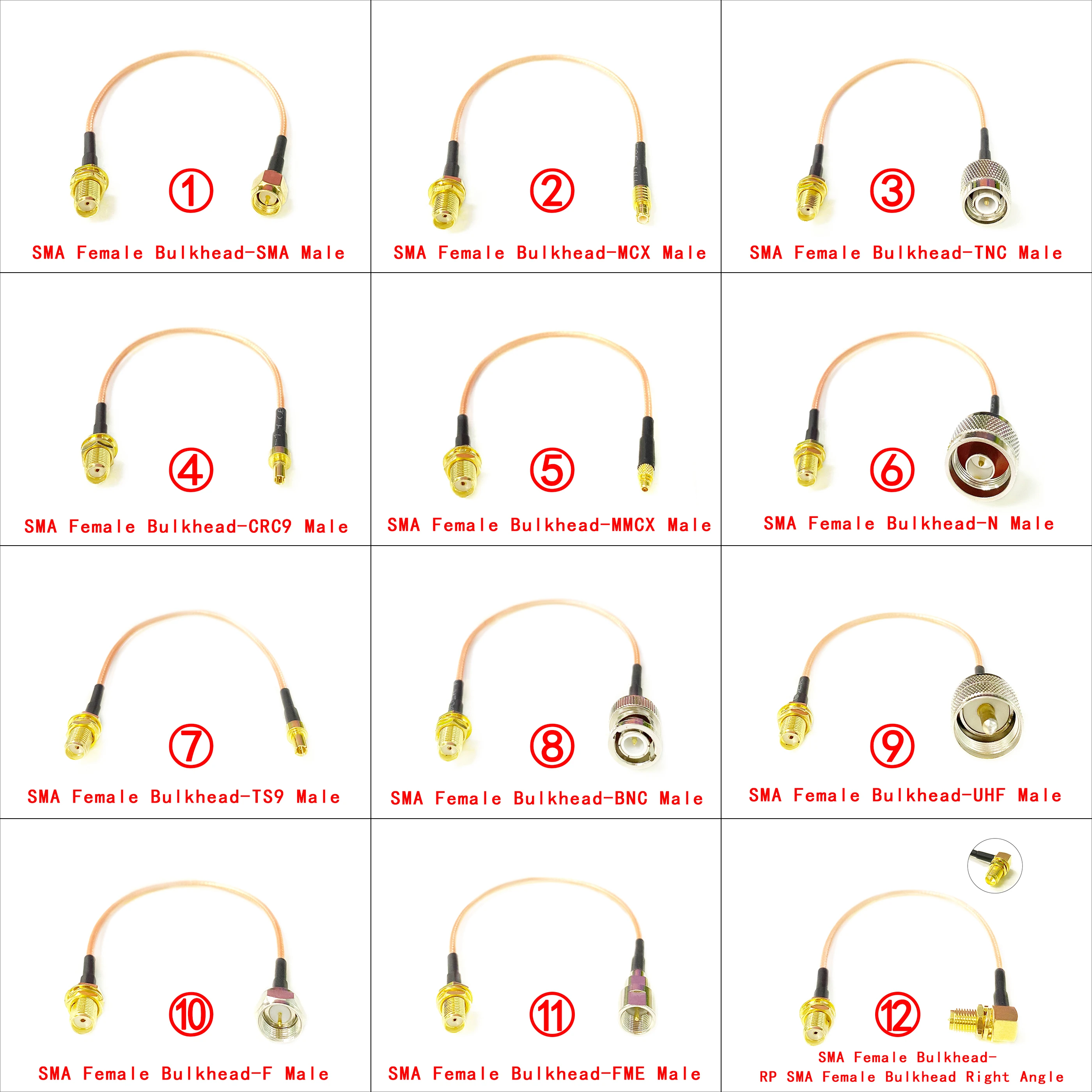 1Pcs SMA Female Jack Nut To SMA N TNC BNC UHF MCX MMCX TS9 CRC9 Straight Pigtail Cable RG316 For WIFI Wireless 3G 4G Modem NEW