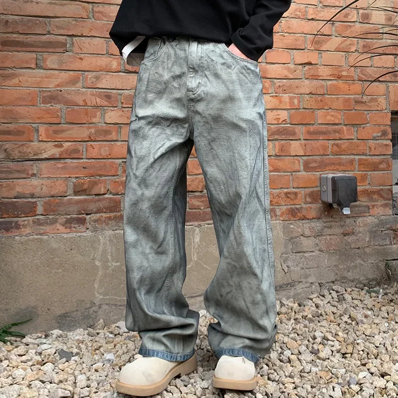 

Vintage Dirty Jeans Men Streetwear Fashion Hip Hop Loose Casual Wide Leg Denim Baggy Jeans Pants Cityboy Y2k Jeans Trousers