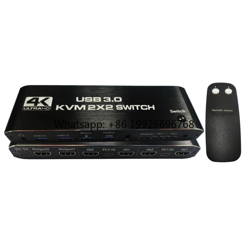 

4K 60Hz HDMI USB3.0 KVM 2X2 HD Video Switcher for Computer Mouse Keyboard