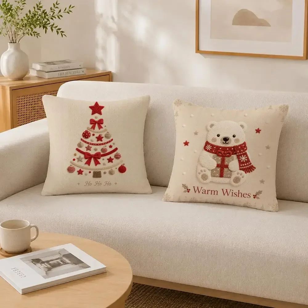 Theme Christmas Beer Cushion Cover Soft Fluffy Short Plush  Pillow Case Throw Decorative Cushion Covers for Sofa Home Decor