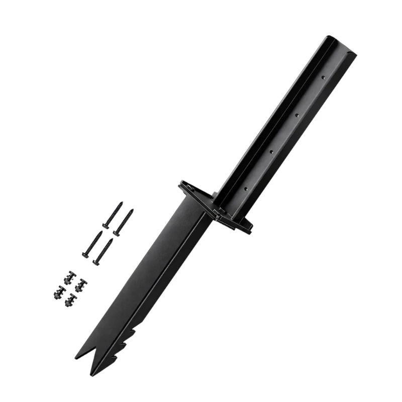 Fence Post Repair Support Metal Holder for Wood Post Reinforcement, Ground Entry Install Method for Outdoor Repair D2RD
