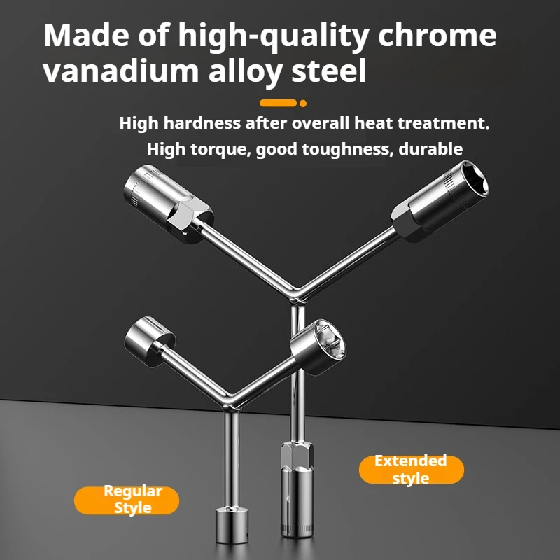 Single Extended Y-Type Multi-Functional Triangle Socket Wrench, Automobile and Motorcycle Repair Tool for Tire Maintenance