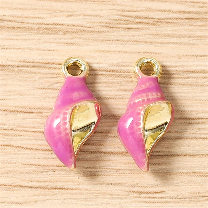 5 Stück 7x16mm Niedliche Bunte Emaille-Muschel-Anhänger für Schmuckherstellung, Halsketten, Ohrringe, Armbänder, DIY-Bastelzubehör – Detail 10