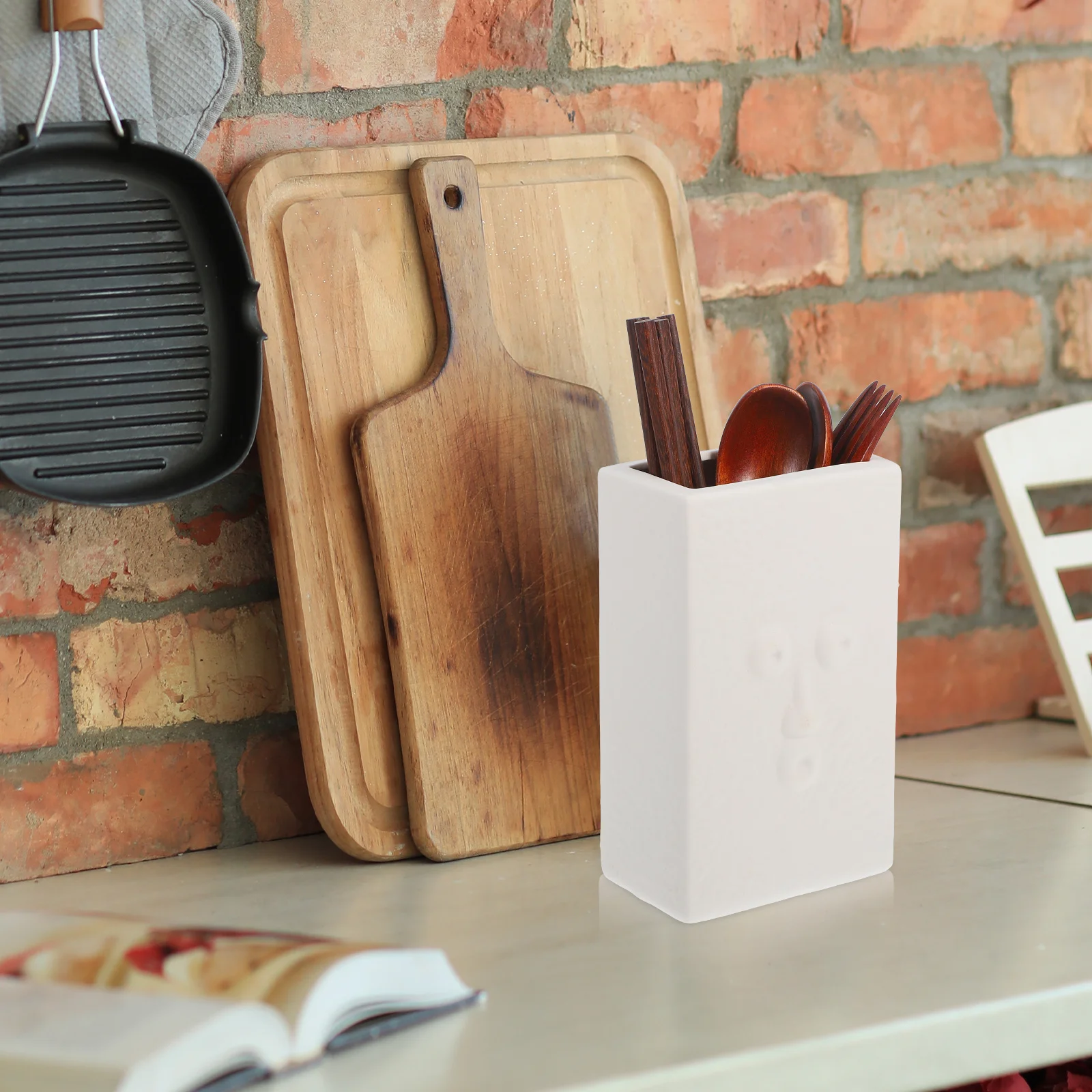 

Ceramic Kitchen Utensil Holder Practical and Chopsticks Organizer for Home Hotels Restaurants White Color