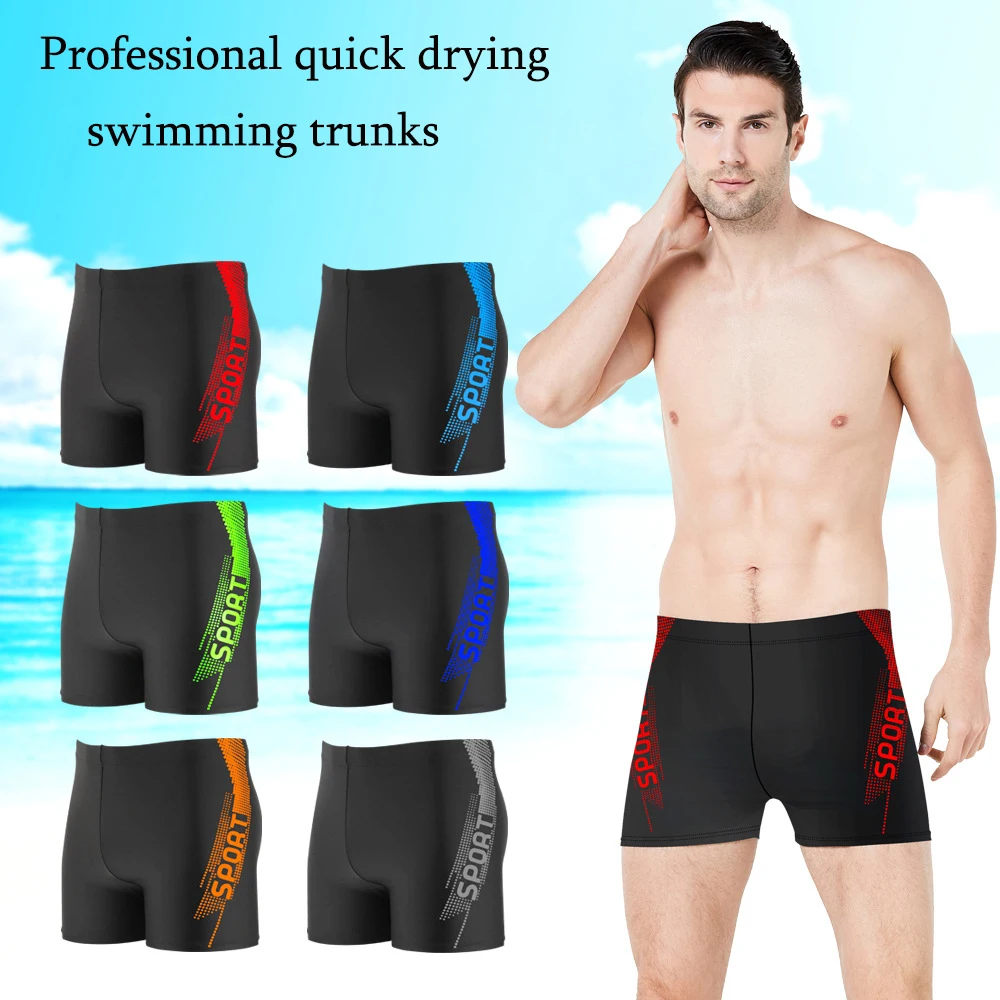 

Hot Professional Men's Swimming Trunks Shorts Long to Knee Competitive Swim Training Swimsuit Men Pant Quick dry Plus Size L-5XL