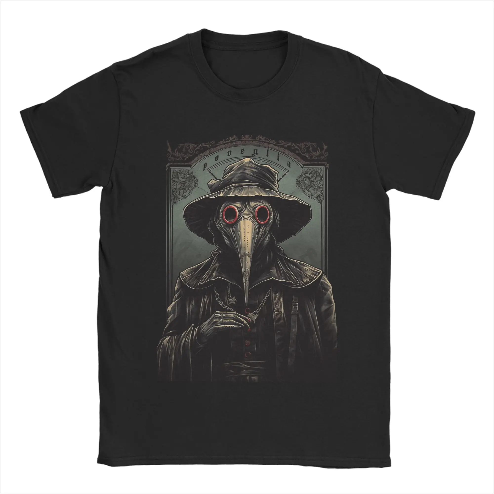 Men's Plague Doctor Tarot Card  T Shirts  100% Cotton Clothing Vintage Short Sleeve Crew Neck Tees Birthday Present T-Shirts