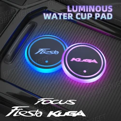 Fiesta Focus Kuga ST 라인 로고 MK2 MK3 MK4 MK5 엠블럼 Led 자동차 워터 컵 매트 음료 홀더 자동 인테리어 장식