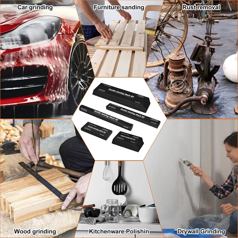 

AONEQ-Auto Комплект шлифовальных блоков для кузова Автомобильные шлифовальные блоки Гибкая пена EVA Набор блоков для влажной или сухой шлифовки