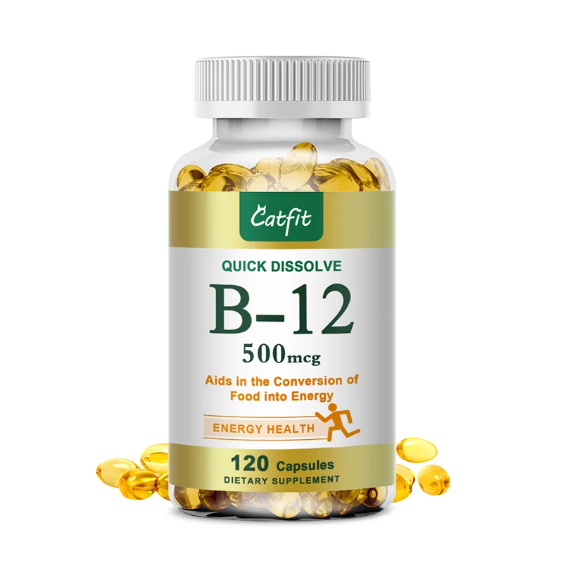 Catfit Vitamin B12 Capsules 500mcg Supports Energy Metabolism Nervous System Blood Cell Immune Health