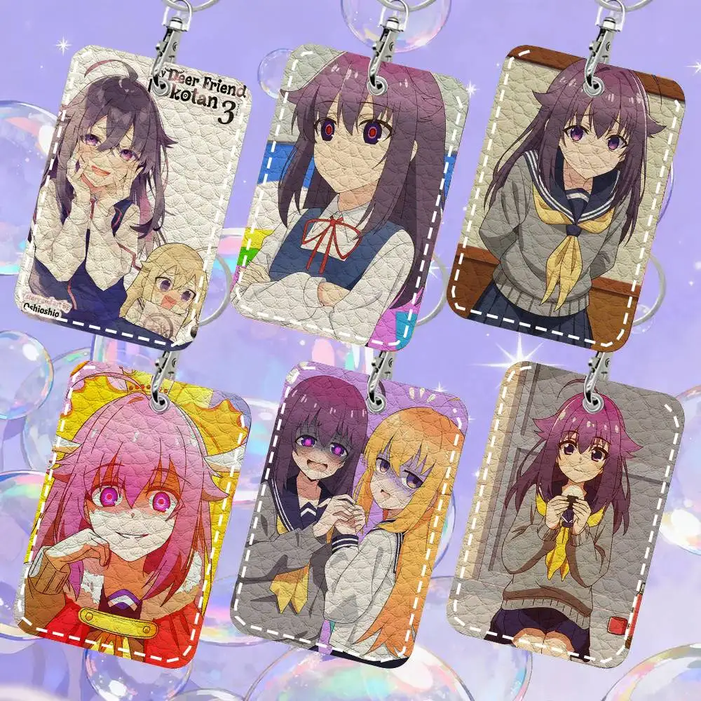 Anko Koshi Anime My Deer Friend N-Nokotan Card Wallet With Keychain Fashion Print Bank Card Protective Holder