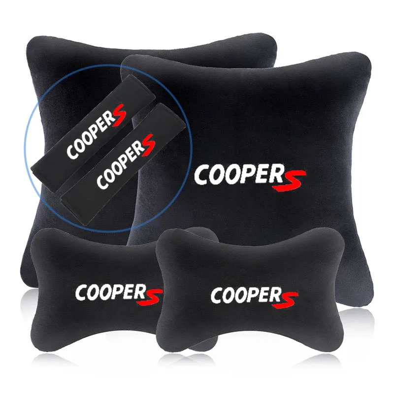 Car Neck Pillow Seat Headrest Lumbar Spine Protectio  Throw pillow for Mini Cooper S R55 R56 F55 R56 Auto Accessories