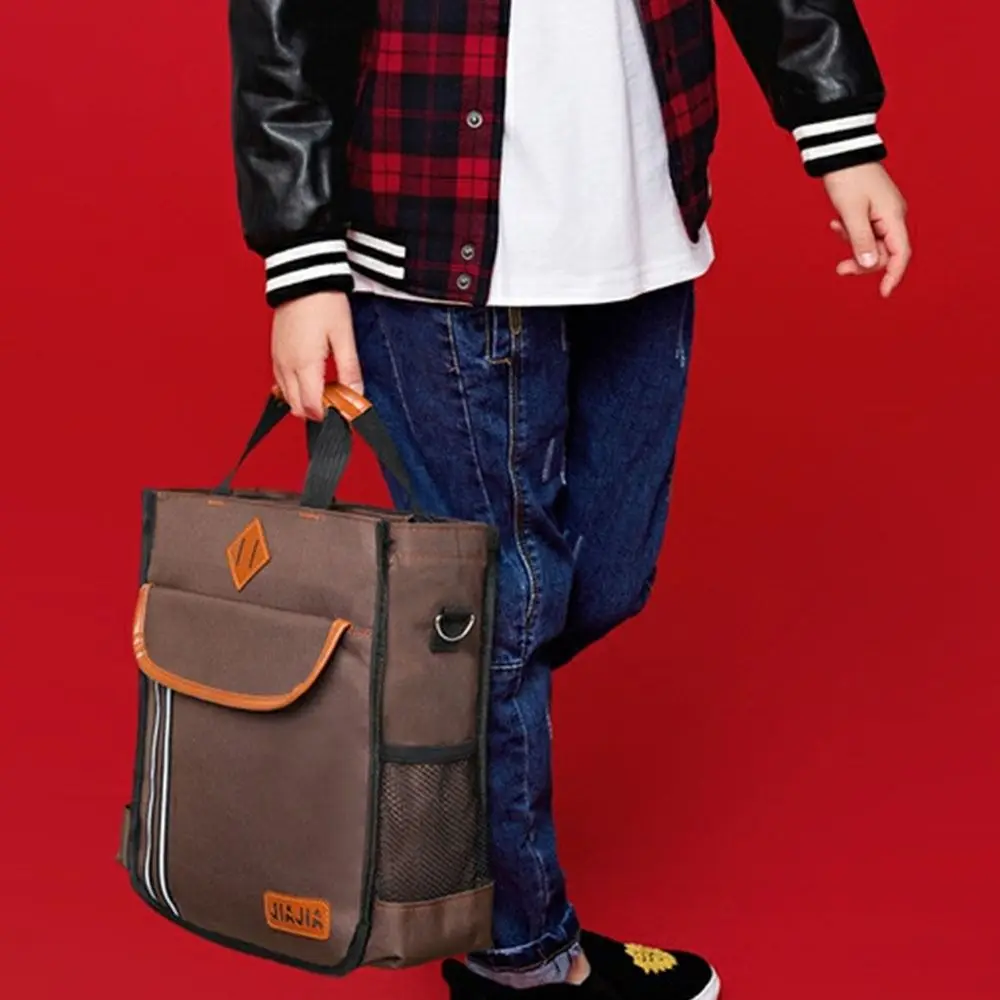 Fashion Canvas Book Bag Zipper Large Capacity Inclined Shoulder Bag Handbag Multifunctional Elementary School Backpack Outdoor