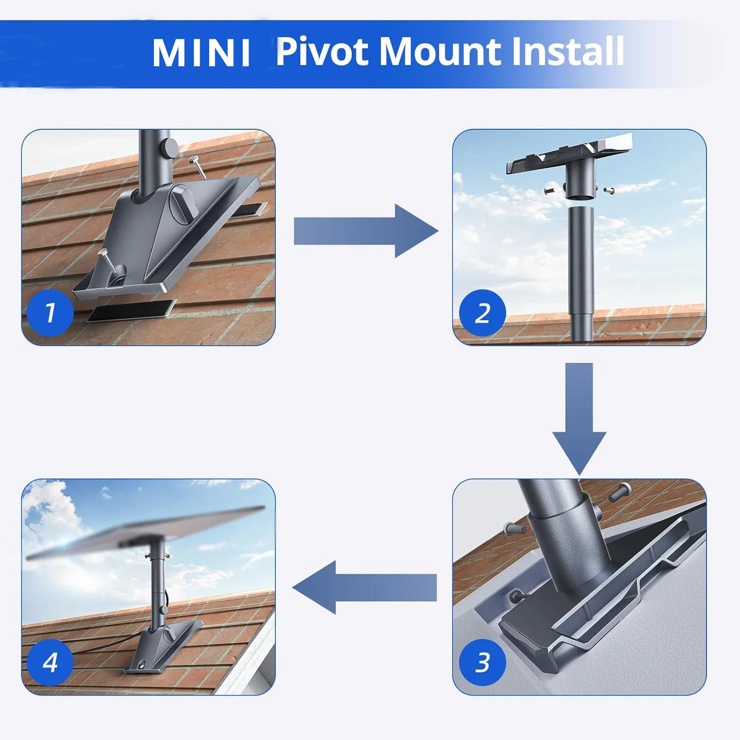 

​Rooftop Mount Kit for Starlink Mini Pipe Adapter and Installation Bracket Roof Top Exterior Wall Mount Kit