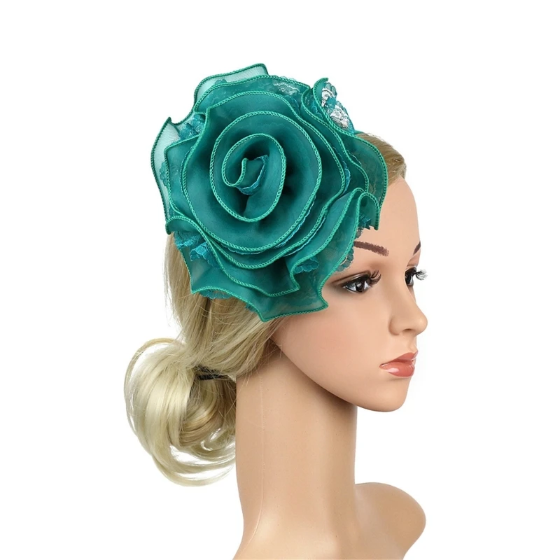 Y1UB Woman Teens Oversized Flower Hair Hoop Girls Banquet Hair Accessories