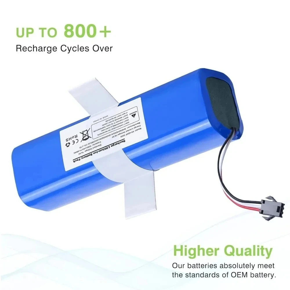 New 14.4V Battery Pack 12800mAh For XiaoMi Lydsto R1 Viomi S9 Roidmi Eve Plus Rechargeable Li-ion Battery Robot Vacuum Cleaner