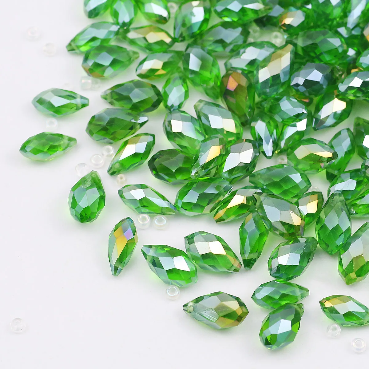 30-50 Stuks 5x8/6x12/8x13mm Groen AB Zijgat Waterdruppel Kristalglas Losse Kralen DIY Sieraden Maken Armbanden Kettingen Oorbellen