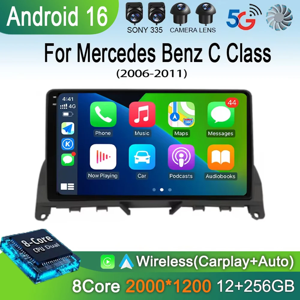 

Android 16 For Mercedes Benz C Class 3 C220 C180 W204 S204 2006-2011 Car Auto Carplay Radio Stereo Receiver Multimedia Screen