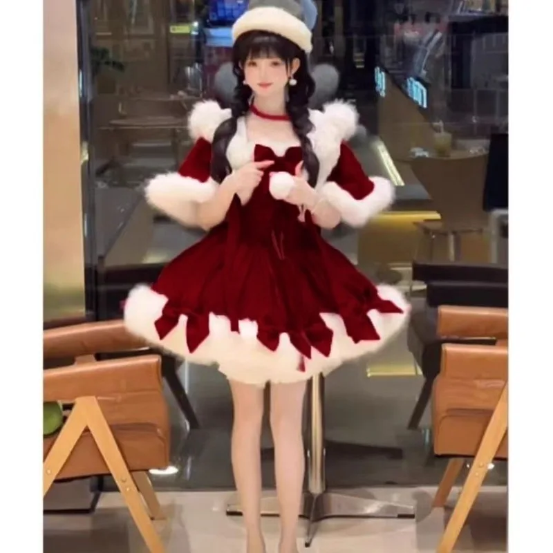 Christmas First Snow, Winter Outfit Lolita Cape, Atmosphere-enhancing Battle Dress, Princess Puffy Skirt Set