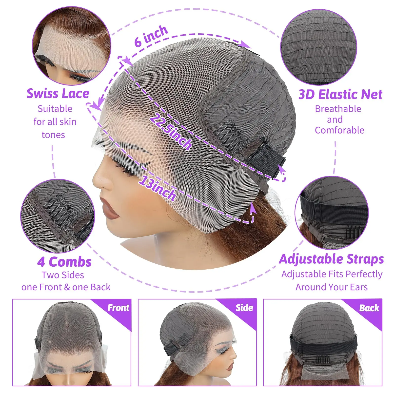 250 Kepadatan Tinggi 30 Inci 613 13X6 Renda Depan Rambut Manusia Wig Pirang Wig Rambut Manusia 613 Lurus Wig Rambut Manusia