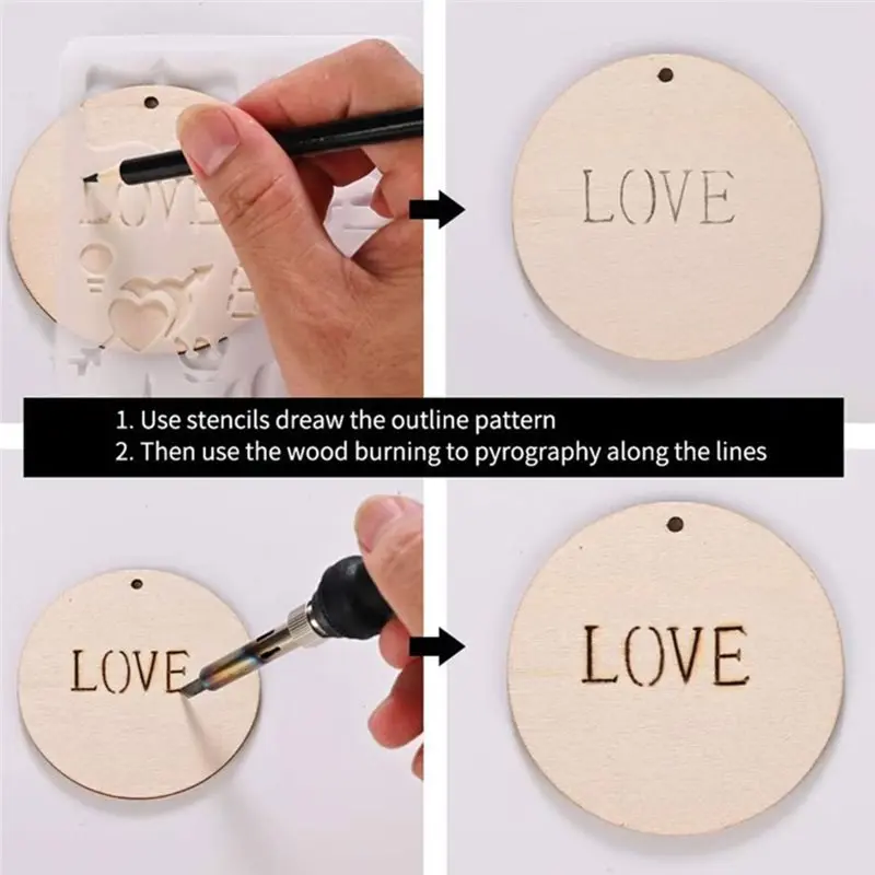 For Carving, Pyrography Wood Burner 120Pcs Wood Soldering Tool, DIY Tools, Soldering Pen Handmade Gift EU EU Plug