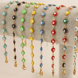 Gold Color Colorful Evil Eye Bracelet 316L Stainless Steel Bracelet Femme Enamel Eye Chain Bracelets For Women Jewelry Gifts