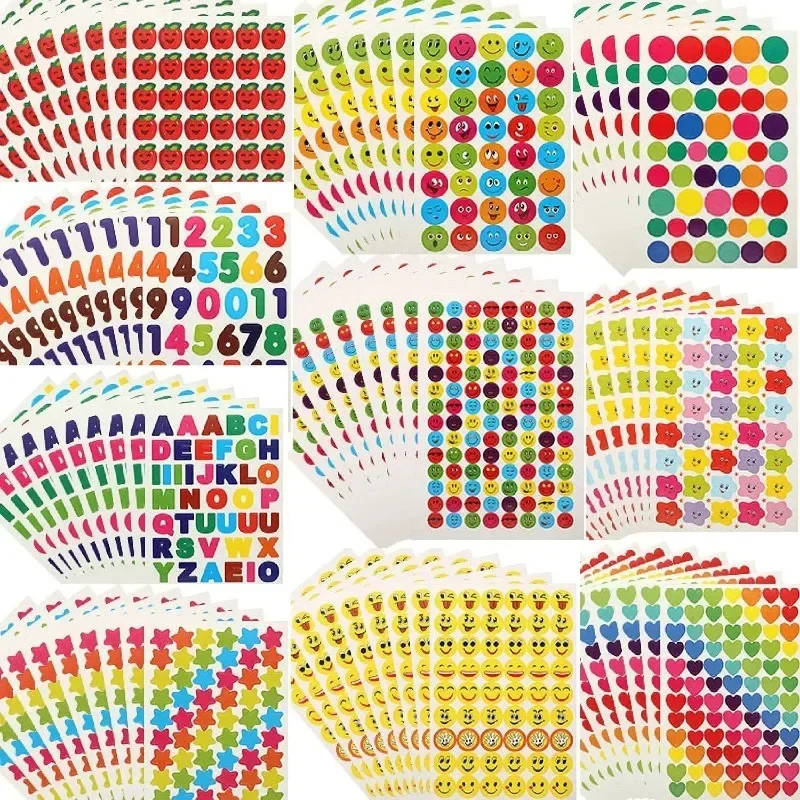 10 Sheets/Bag Smiling Face Stickers Smile Children Stationery Sticker Encourage Student Smile Star Classic Toys for Kids Gift