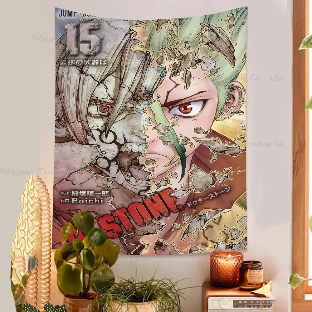 Anime Dr.Stone Tapestry Art Printing Japanese Wall Tapestry Anime Wall Hanging Home Decor