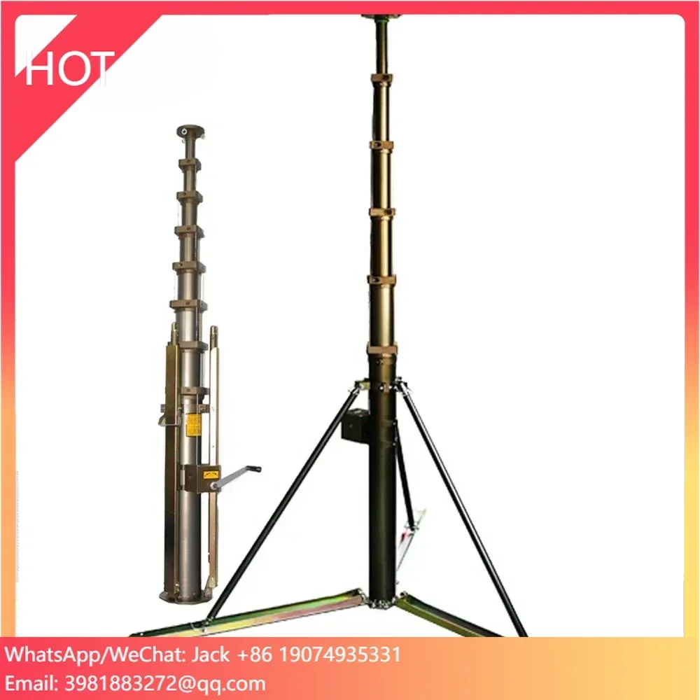 50ft 15m Portable Tripod Manual Telescopic Antenna Mast for Lightning Rod