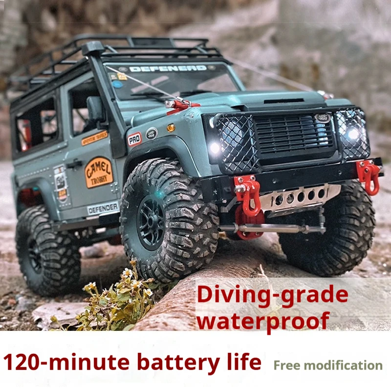 Mn99s  D90 Waterproof Rc Crawler Truck Full Scale Removable Roof Rack Simulated Interior For Kids Rechargeable Battery