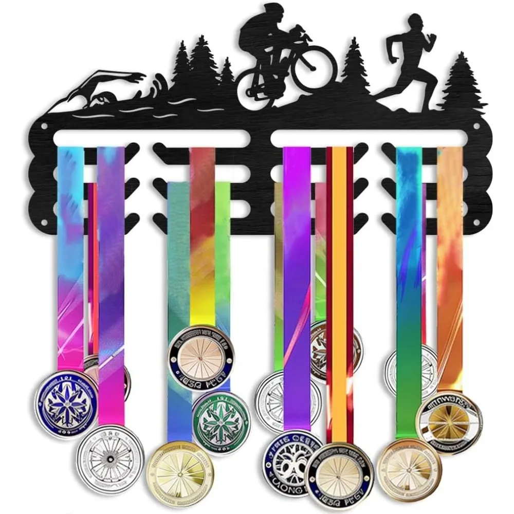 Wooden Medal Hanger Display Sports Medal Holder Wood Medal Rack Organizer Awards Ribbon Wall Mounted