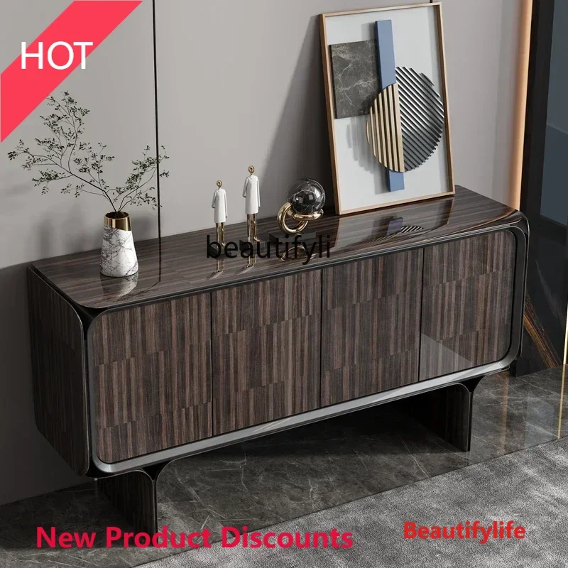 

AA46 07Italian light luxury dining side cabinet simple luxury door cabinet wine cabinet wood grain baking paint storage