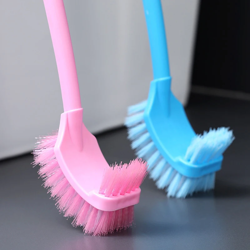 Cleaning Toilet Brush Plastic Long Handle Double-Sided Dead Corner Cleaning Brush Soft Bristled Toilet Brush Floor Seam Brush